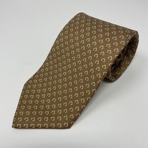 Sulka Necktie Brown Geometric Pattern London New‎ York Paris All Silk Unisex